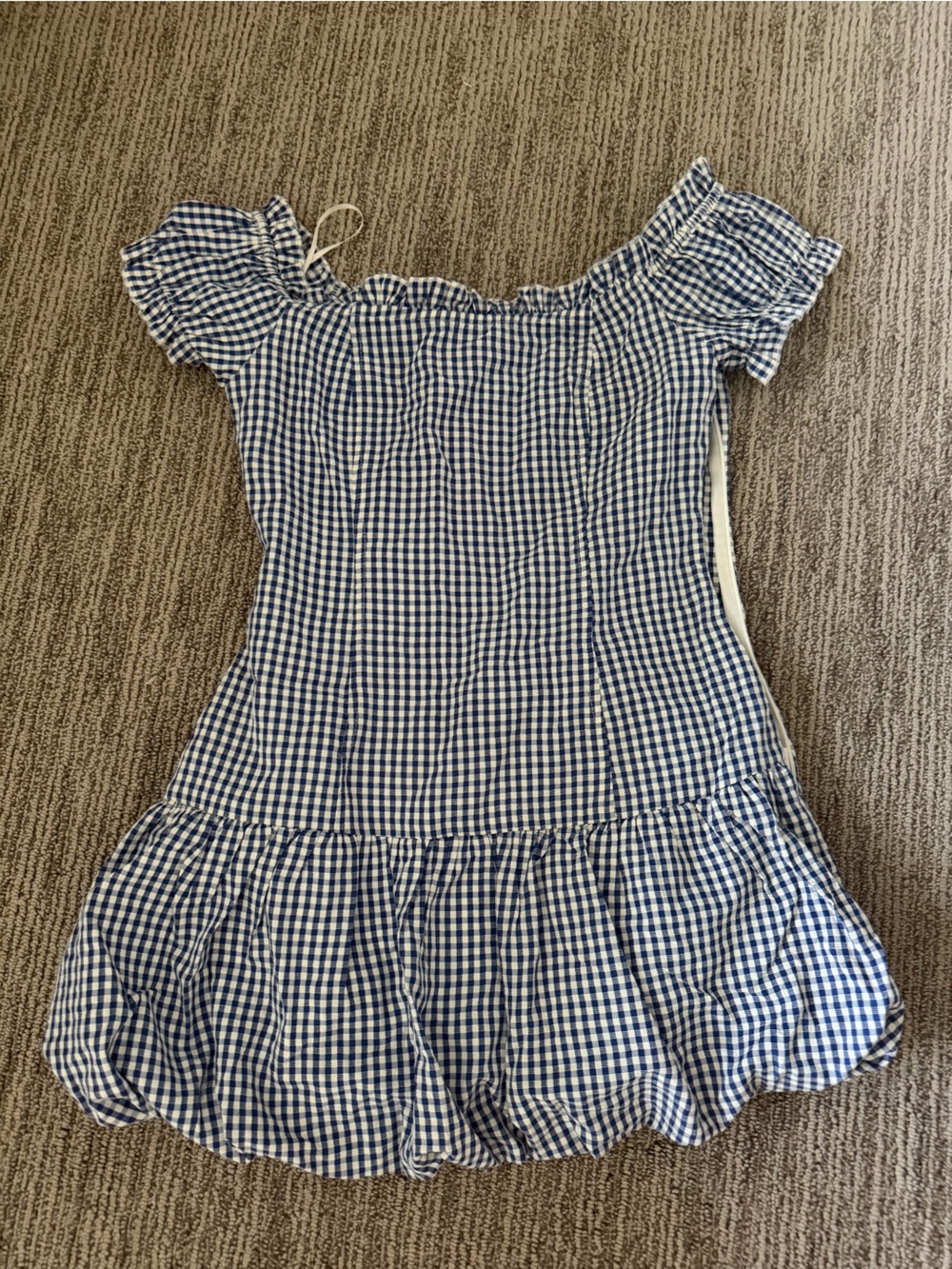 Edikted Blue Gingham Smocked Mini Dress